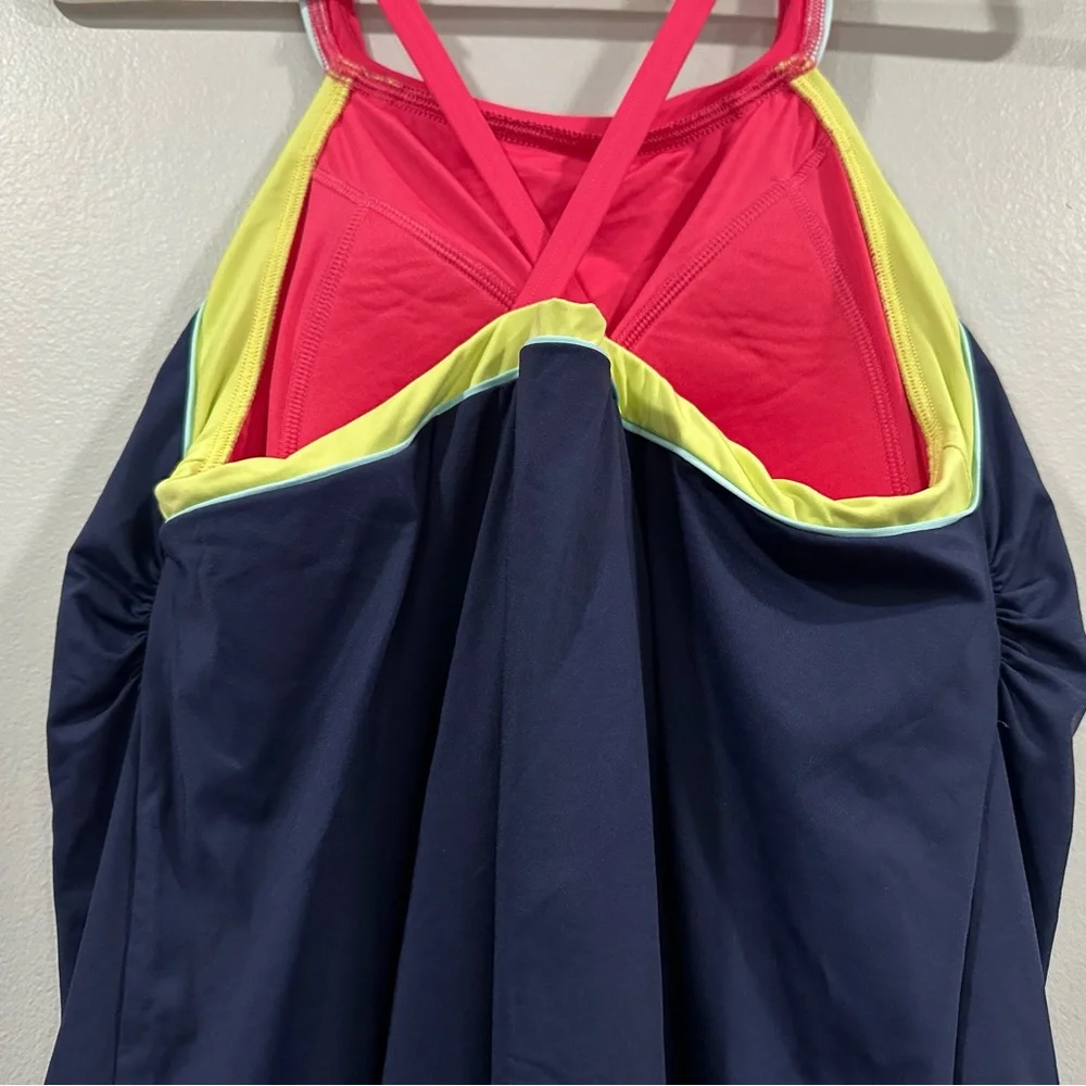 Lands' End Navy High Neck Swim Dress Sz 14